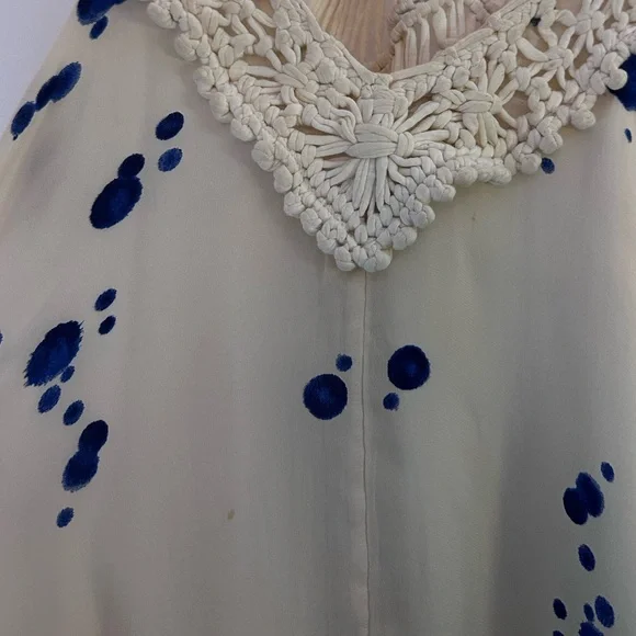 Anthropologie Maeve Crochet White and Blue Maxi Dress - Picture 5 of 6